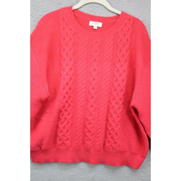 Umgee USA Pink Cable Knit Long Puff Sleeves Sweater-Size Medium-Soft-Oversized - Picture 2 of 9